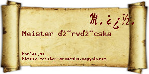 Meister Árvácska névjegykártya